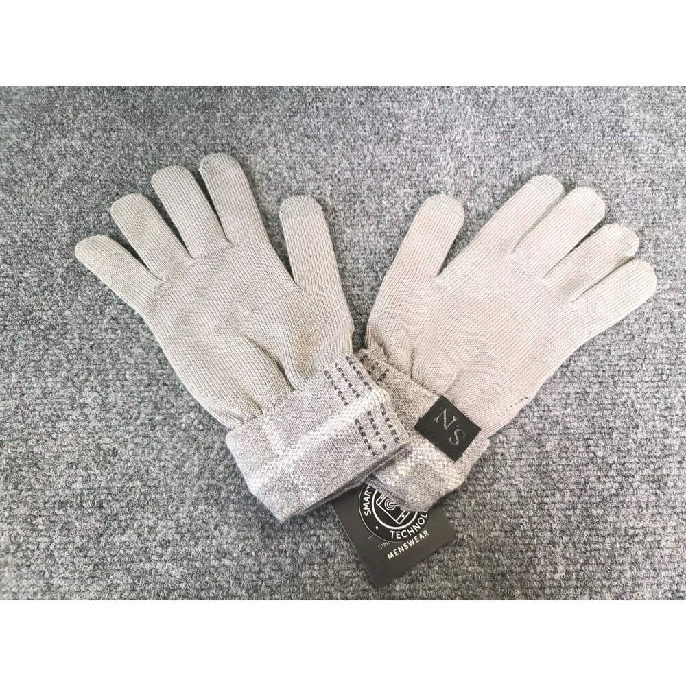 NEW Mens Simply Noelle Smart Touch Technology Gloves Gray Stripe Winter